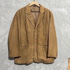 Joseph Lyman Leather Blazer Men's 42s Brown Lined Jacket Formal‎ Dress Preppy